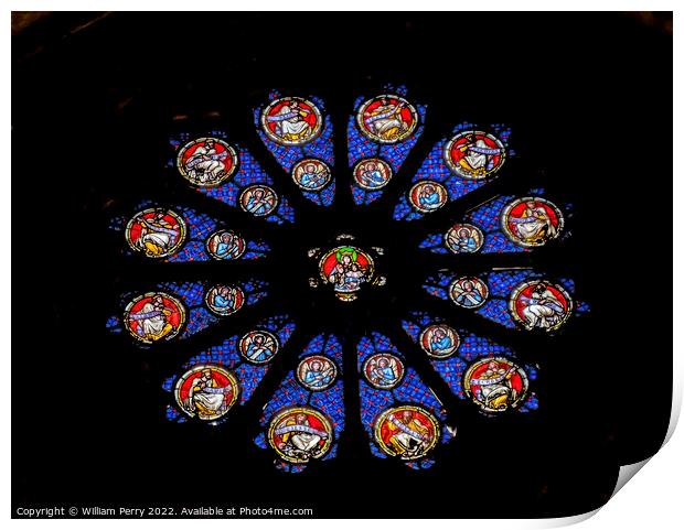 Mary Jesus Rose Window Saint Paul Church Nimes Gard France Print by William Perry
