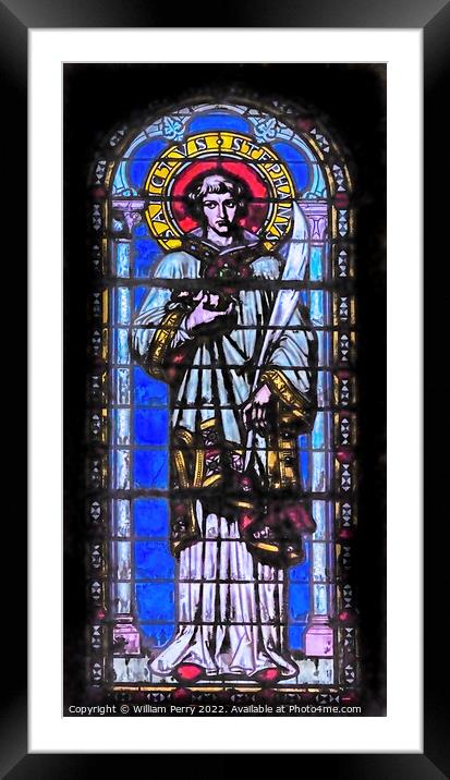 Saint Stephen Stained Glass Saint Paul Church Nimes Gard France Framed Mounted Print by William Perry