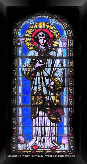 Saint Stephen Stained Glass Saint Paul Church Nimes Gard France Framed Print by William Perry
