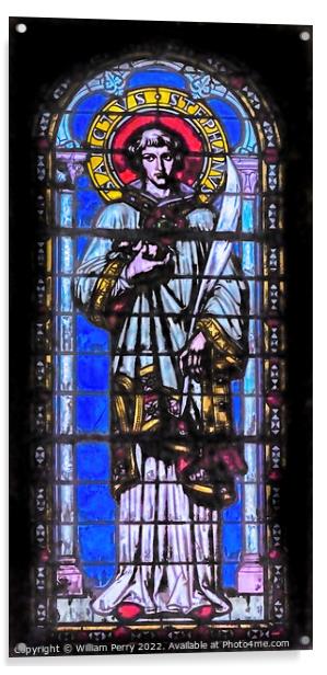 Saint Stephen Stained Glass Saint Paul Church Nimes Gard France Acrylic by William Perry