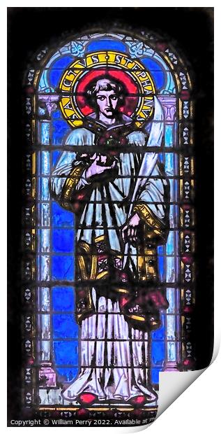 Saint Stephen Stained Glass Saint Paul Church Nimes Gard France Print by William Perry
