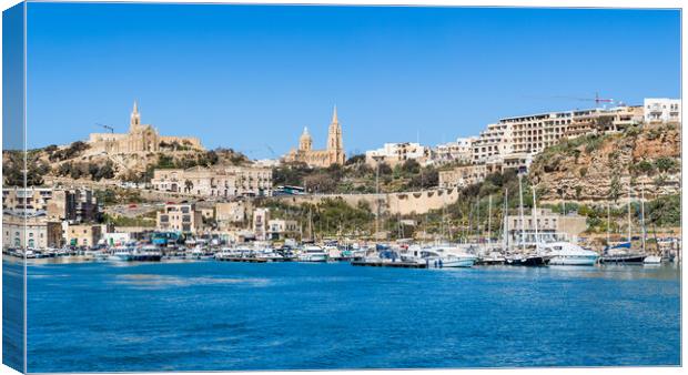 Mgarr harbour and marina Canvas Print by Jason Wells