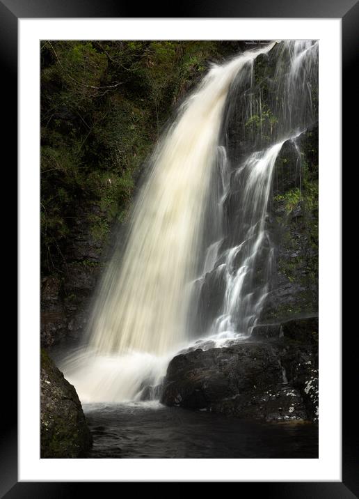 Waterfall the grey mares tail in the Galloway forest Scotland Framed Mounted Print by christian maltby