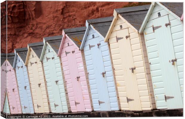 Enchanting Beach Huts of Exmouth Canvas Print by Carnegie 42