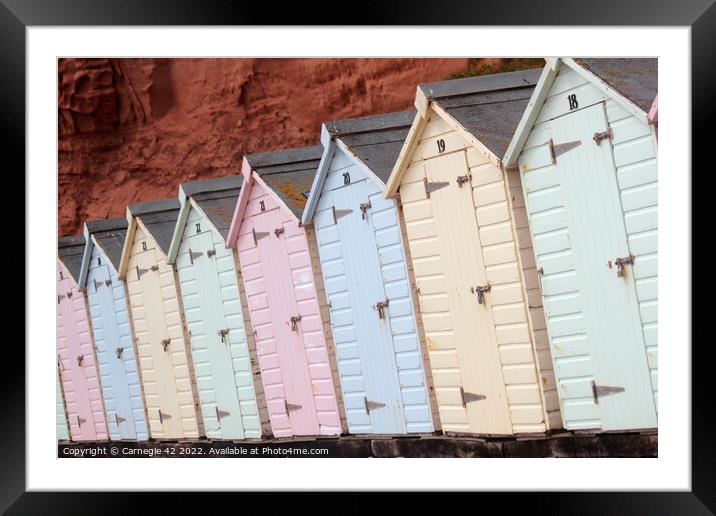 Enchanting Beach Huts of Exmouth Framed Mounted Print by Carnegie 42
