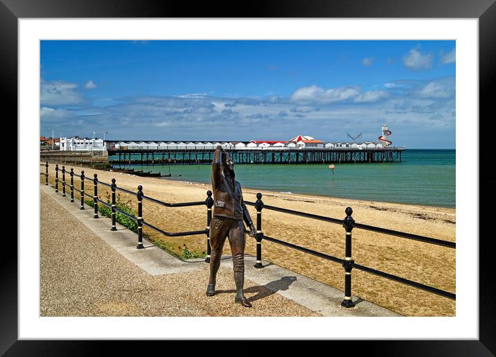 Amy Johnson Statue and Pier at Herne Bay Framed Mounted Print by Darren Galpin