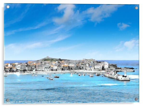 Golden Serenity of St Ives Bay Acrylic by Beryl Curran
