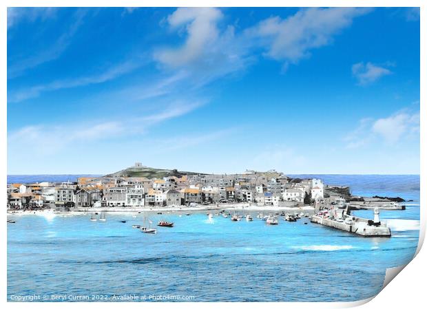 Golden Serenity of St Ives Bay Print by Beryl Curran