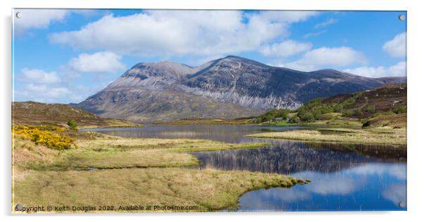 Arkle reflected in the loch Acrylic by Keith Douglas