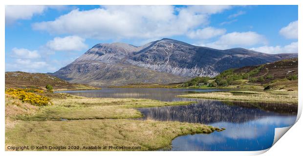 Arkle reflected in the loch Print by Keith Douglas