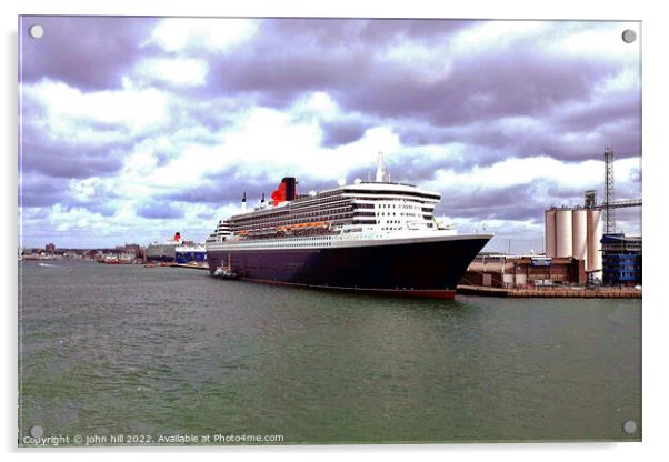 Queen Mary 2 cruise ship, Southampton, UK. Acrylic by john hill