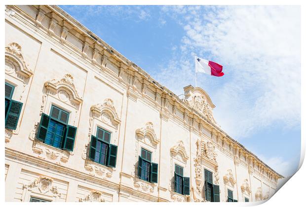 Malta flag above Castile Place Print by Jason Wells
