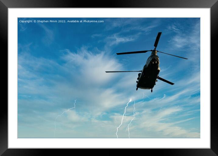 Chinook Storm Flypast Framed Mounted Print by Stephen Pimm