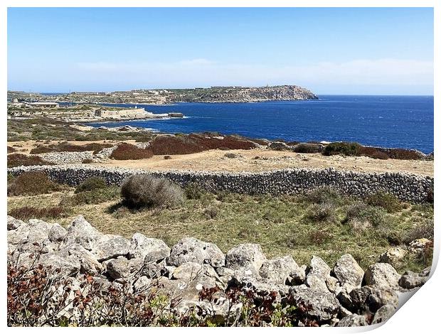 View from Fort Marlborough, Menorca Print by David Mather
