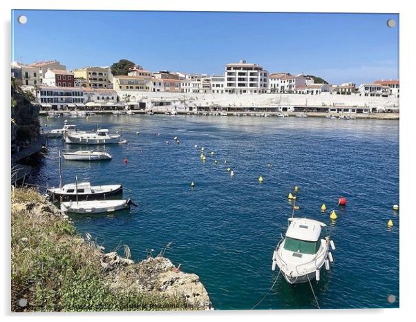 Carla Fonts Bay, Menorca Acrylic by David Mather