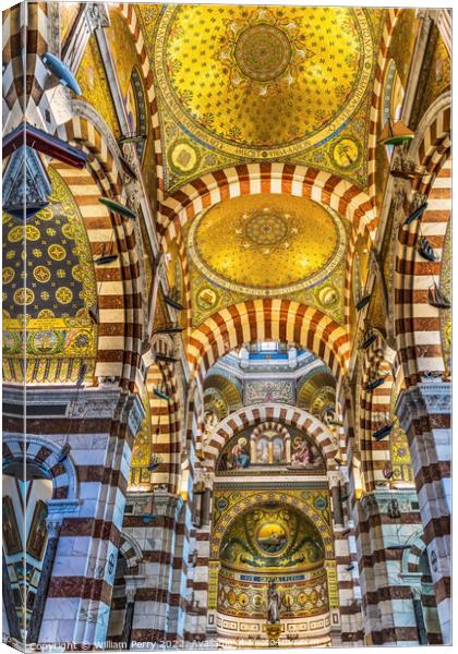 Basilica Mosaics Notre Dame de la Garde Church Marseille France Canvas Print by William Perry