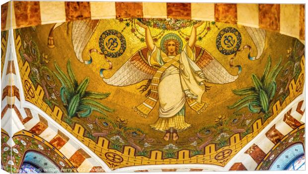 Angel Mosaic Notre Dame de la Garde Church Marseille France Canvas Print by William Perry