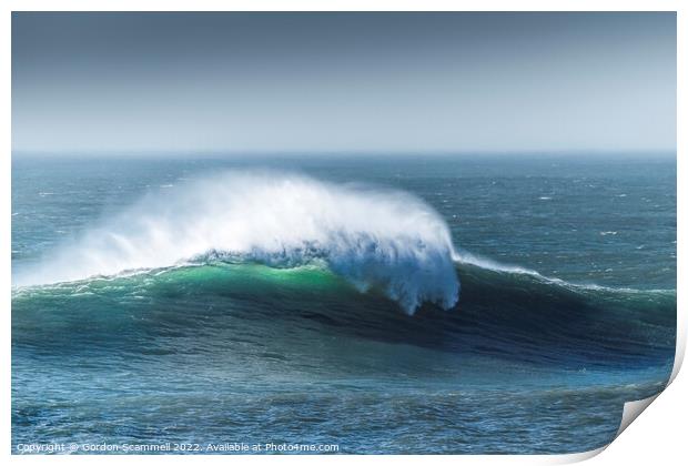 Breaking wave at Fistral in Newquay, Cornwall. Print by Gordon Scammell