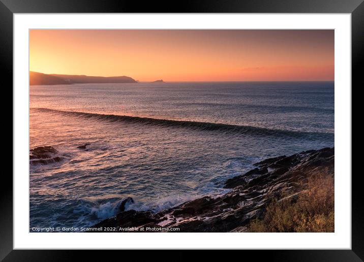 Sunset over Fistral Bay in Newquay, Cornwall. Framed Mounted Print by Gordon Scammell