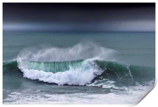 Breaking wave at Fistral in Newquay in Cornwall. Print by Gordon Scammell