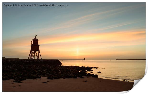  Herd Groyne Lighthouse Sunrise Print by John Dunbar