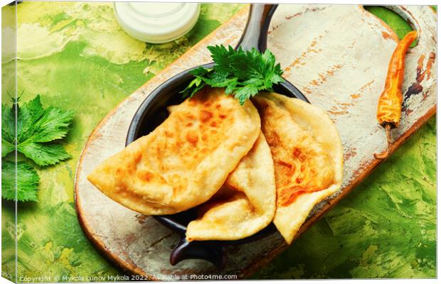 Traditional homemade pasties, cheburek Canvas Print by Mykola Lunov Mykola