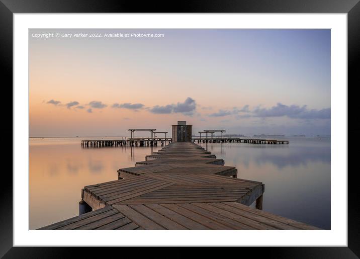 Jetty at Sunrise Framed Mounted Print by Gary Parker