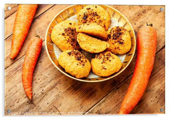 Carrot cookies, delicious dessert Acrylic by Mykola Lunov Mykola
