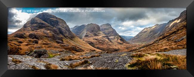 A Panorama of Glencoe and the Famous"Three Sisters Framed Print by Will Ireland Photography