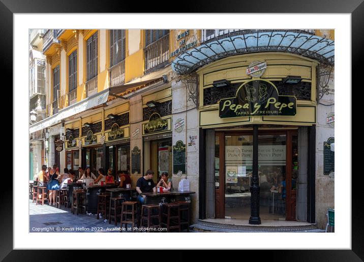 Cafe Culture, Malaga, Spain Framed Mounted Print by Kevin Hellon