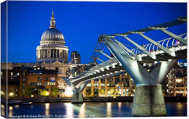 St Pauls Cathedral and the Millennium Bridge Canvas Print by Andrew Berry