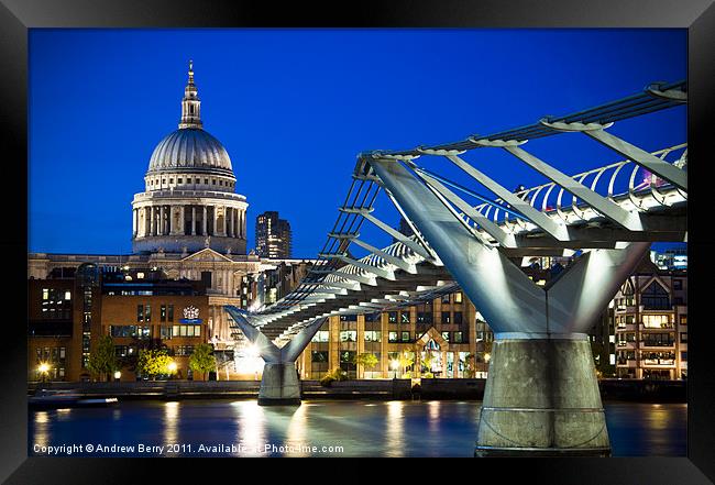 St Pauls Cathedral and the Millennium Bridge Framed Print by Andrew Berry