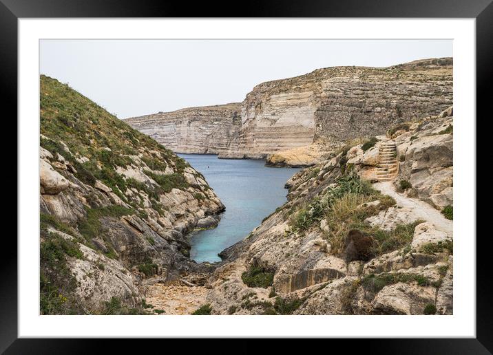 Xlendi Bay surrounded by cliffs Framed Mounted Print by Jason Wells
