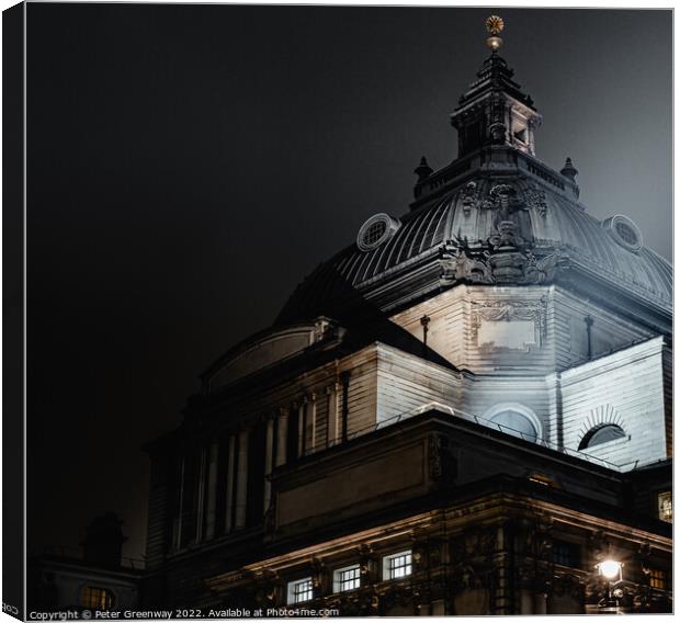 Methodist Central Hall, London Illuminated At Night Canvas Print by Peter Greenway