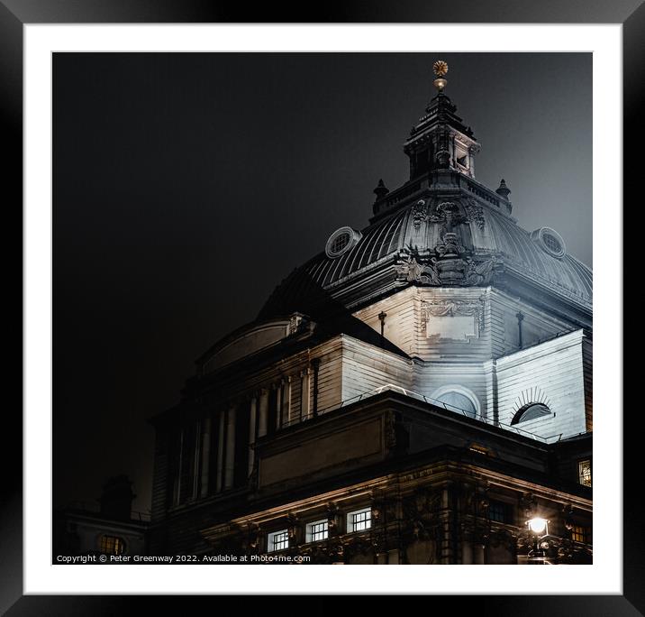 Methodist Central Hall, London Illuminated At Night Framed Mounted Print by Peter Greenway