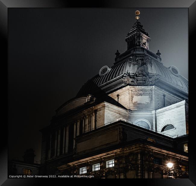 Methodist Central Hall, London Illuminated At Night Framed Print by Peter Greenway