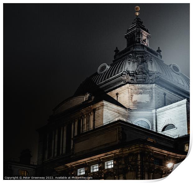 Methodist Central Hall, London Illuminated At Night Print by Peter Greenway