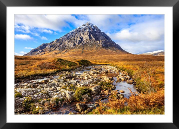 Buachaille Etive Mor and River Coupall Framed Mounted Print by John Frid