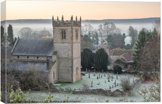 Stonegrave minster church on a frosty misty day, Rydeale distric Canvas Print by Martin Williams