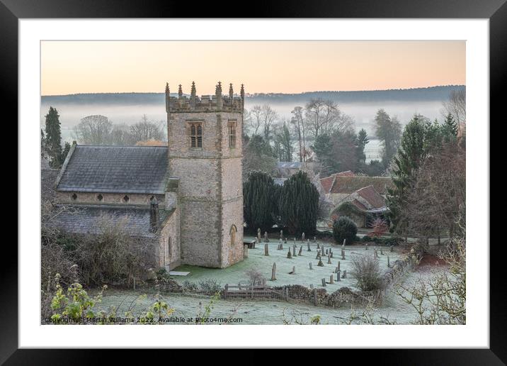 Stonegrave minster church on a frosty misty day, Rydeale distric Framed Mounted Print by Martin Williams