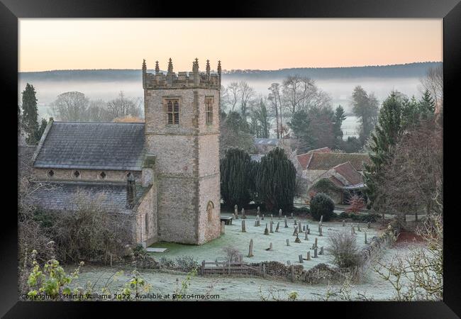 Stonegrave minster church on a frosty misty day, Rydeale distric Framed Print by Martin Williams