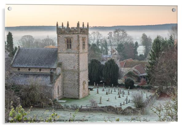 Stonegrave minster church on a frosty misty day, Rydeale distric Acrylic by Martin Williams