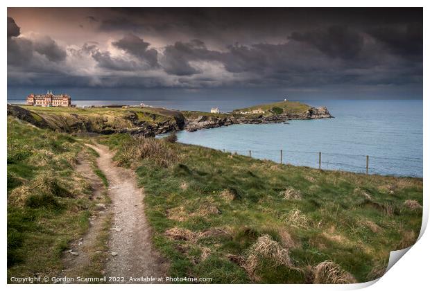 Coastal path to Towan Head on the coast in Newquay in Cornwall. Print by Gordon Scammell
