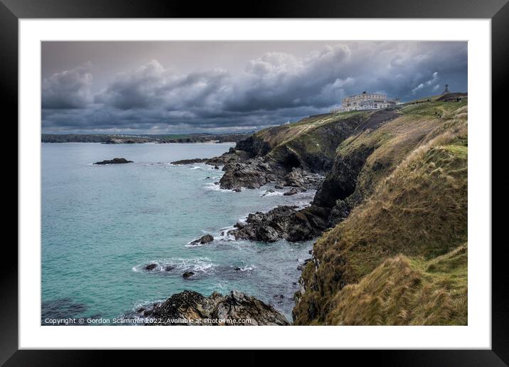Storm clouds over the coast of Newquay in Cornwall. Framed Mounted Print by Gordon Scammell