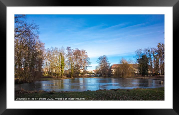 Frozen lake in Bavaria in winter Framed Mounted Print by Ingo Menhard