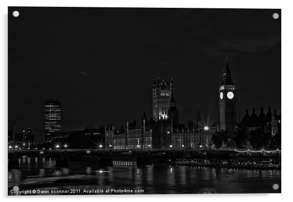Westminster, black and white Acrylic by Dawn O'Connor