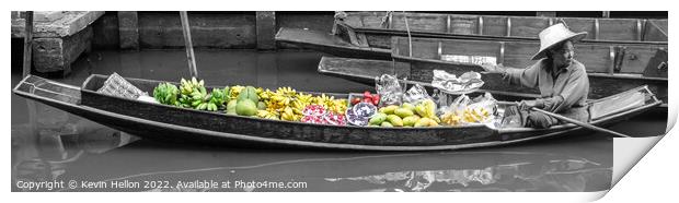 Panorama floating market vendor,  Print by Kevin Hellon