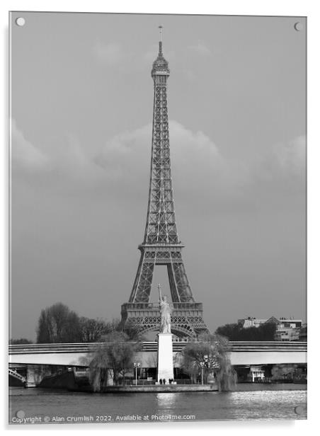 Eiffel Tower and Statue of Liberty, Paris Acrylic by Alan Crumlish