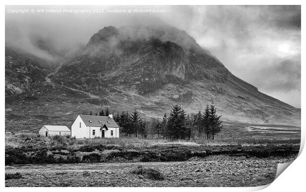 Lagangarbh Hut,  north of Buachaille Etive Mor in  Print by Will Ireland Photography
