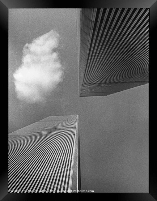 Twin Towers and cloud, New York, 1980 Framed Print by Alan Crumlish